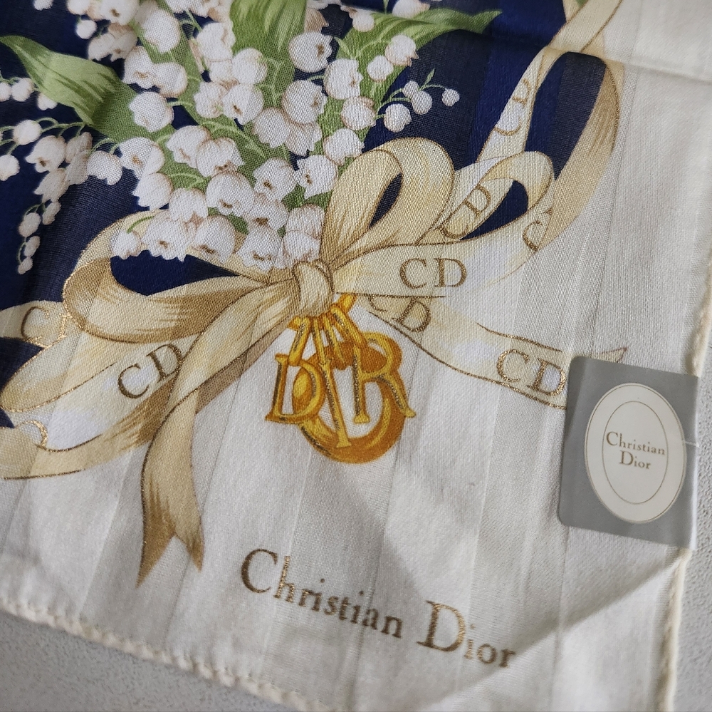 Dior Blue and White Floral Scarf - Picture 4 of 4